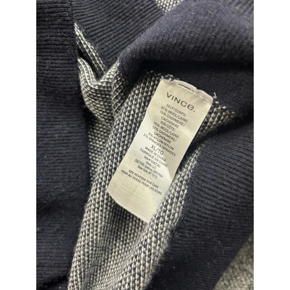 Vince Sweater Mens XL Blue Wool Cashmere Blend Raglan Crewneck Textured Knit